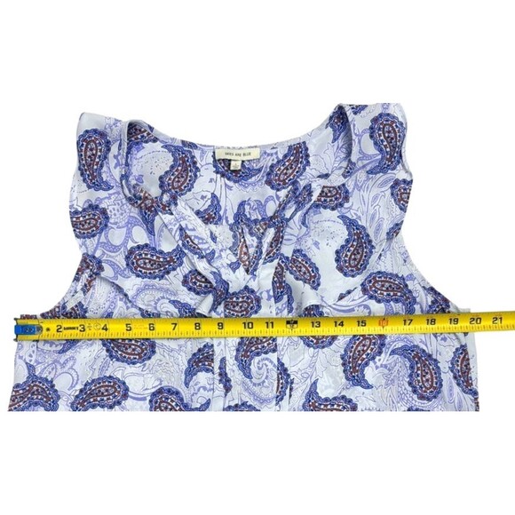 Skies Are Blue Paisley Ruffle Boho Career Airy Career Office Tank Blouse L - Picture 7 of 11